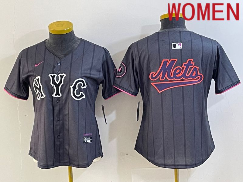 Women New York Mets Blank Black City Edition 2024 Nike MLB Jersey style 7->->Women Jersey